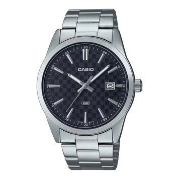 Чоловічий годинник CASIO MTP-VD03D-1A класичний сріблястий з шахматним циферблатом 104444936 фото