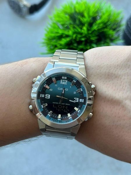 Чоловічий годинник CASIO AMW-870DA-2A2 з батареєю на 10 років та блактним циферблатом AMW-870DA-2A2 фото