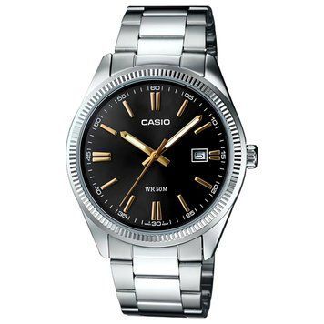 Мужские часы CASIO MTP-1302PD-1A2VEF серебристые с черным циферблатом MTP-1302PD-1A2VEF фото