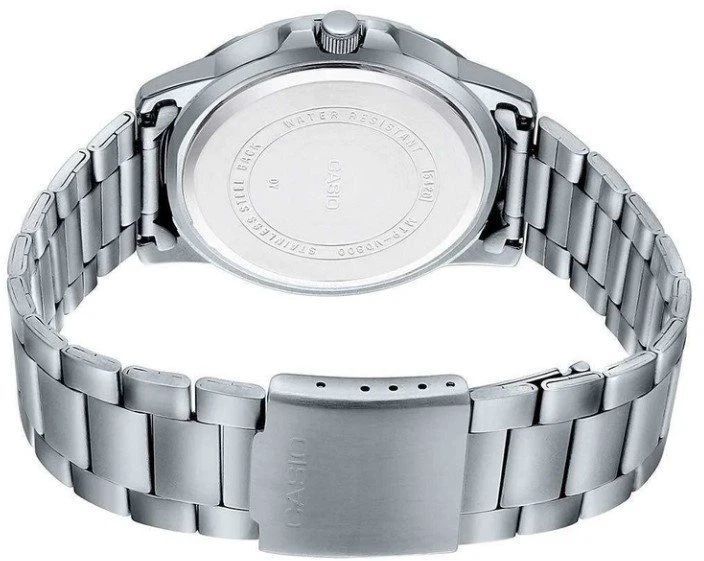Мужские часы CASIO MTP-VD300D-7E массивный серебристый с хронографом серебристый циферблат WR 50 MTP-VD300D-7E фото