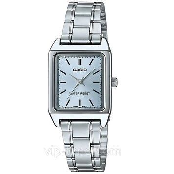 Жіночий годинник CASIO LTP-V007D-2E прямокутні з блакитним циферблатом LTP-V007D-2E фото