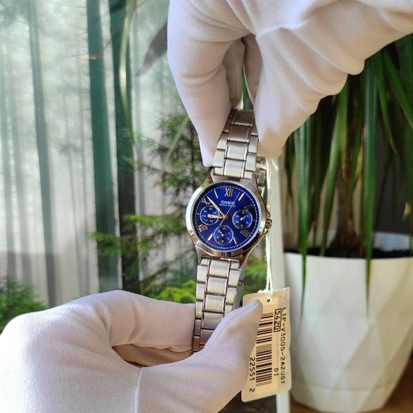 Женские часы CASIO LTP-V300D-2A2 с хронографом и синим циферблатом 113882041 фото