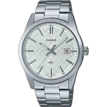 Чоловічий годинник CASIO MTP-VD03D-7A класичний сріблястий з шахматним циферблатом 104519208 фото