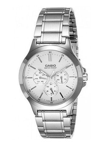 Женские часы CASIO LTP-V300D-7AUDF с хронографом и серебристым циферблатом 107287990 фото