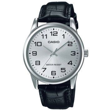 Чоловічий годинник CASIO MTP-V001L-7BUDF сріблястий з цифрами на шкіряному ремінці 104524079 фото