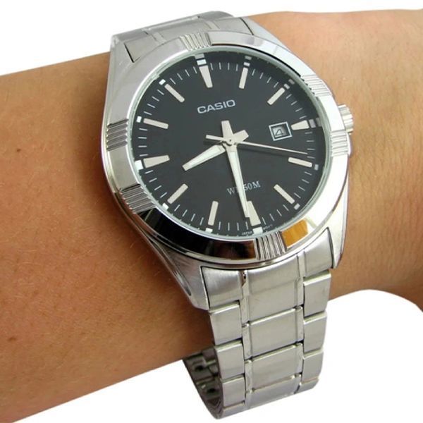 Чоловічий годинник CASIO MTP-1308D-1A масивний чорний циферблат WR 50 MTP-1308D-1A фото