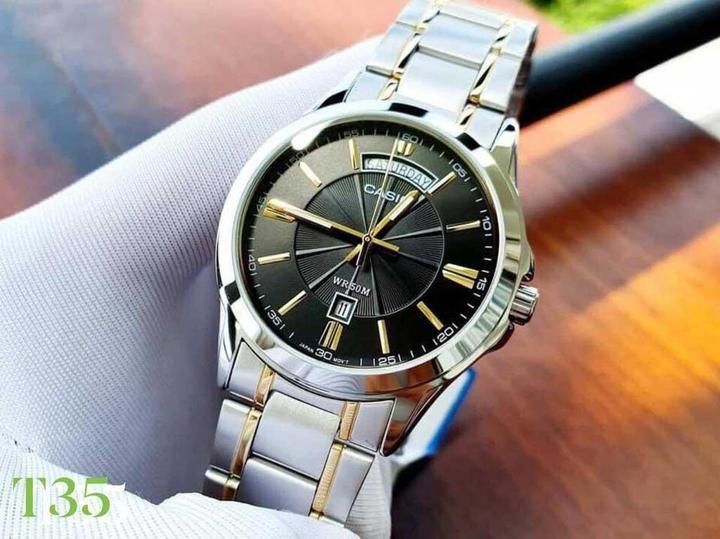 Чоловічий годинник CASIO MTP-1381G-1A комбінований Data Day з чорним циферблатом 104180190 фото