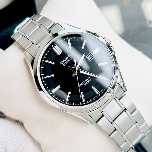 Чоловічий годинник CASIO MTS-100D-1AVDF сріблястий сапфірове скло з батареєю 10 років WR 50 104027995 фото