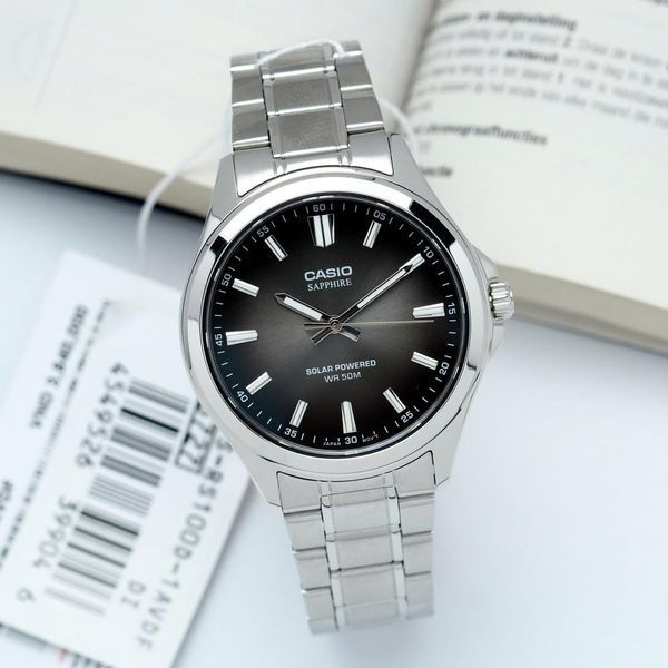 Чоловічий годинник CASIO MTS-100D-1AVDF сріблястий сапфірове скло з батареєю 10 років WR 50 104027995 фото
