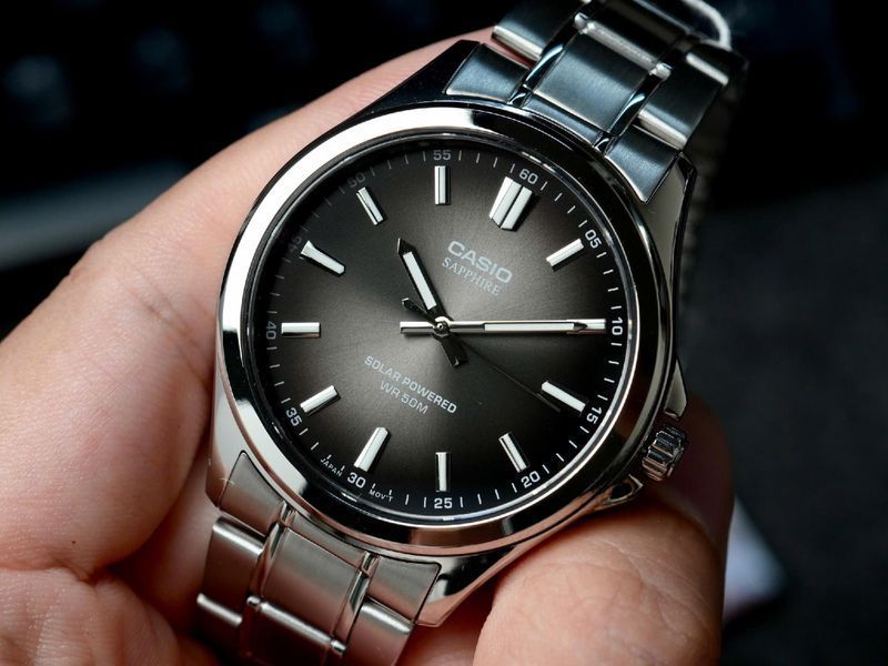 Чоловічий годинник CASIO MTS-100D-1AVDF сріблястий сапфірове скло з батареєю 10 років WR 50 104027995 фото