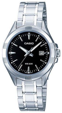 Женские часы Casio LTP-1308D-1A серебристые с черным циферблатом 113882102 фото