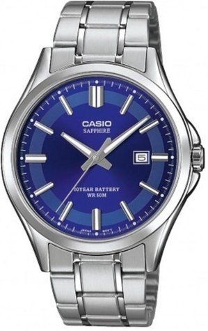 Чоловічий годинник CASIO MTS-100D-2AVDF сріблястий сапфірове скло з батареєю 10 років WR 50 104028030 фото