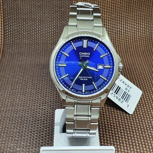 Мужские часы CASIO MTS-100D-2AVDF серебристые сапфировое стекло с батареей 10 лет WR 50 104028030 фото