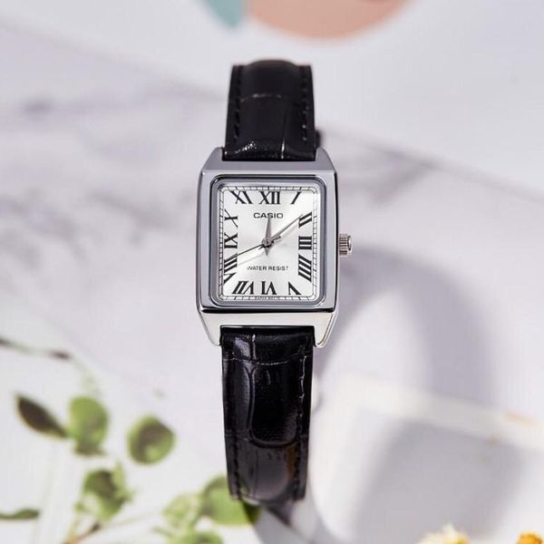 Женские часы CASIO LTP-V007L-7B1 прямоугольные с кожаным ремешком 104847147 фото