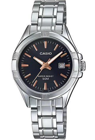 Женские часы Casio LTP-1308D-1A2 серебристые с черным циферблатом 113882047 фото