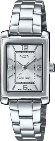 Жіночий годинник CASIO LTP-1234DD-7A прямокутний сріблястий з сріблястий циферблатом та цифрами 104814040 фото