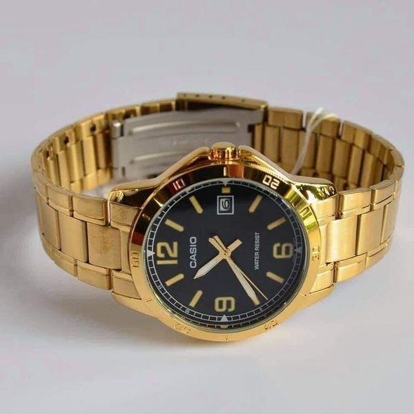 Чоловічий годинник CASIO MTP-V004G-1BUDF золотисті з цифрами та датою 104523756 фото