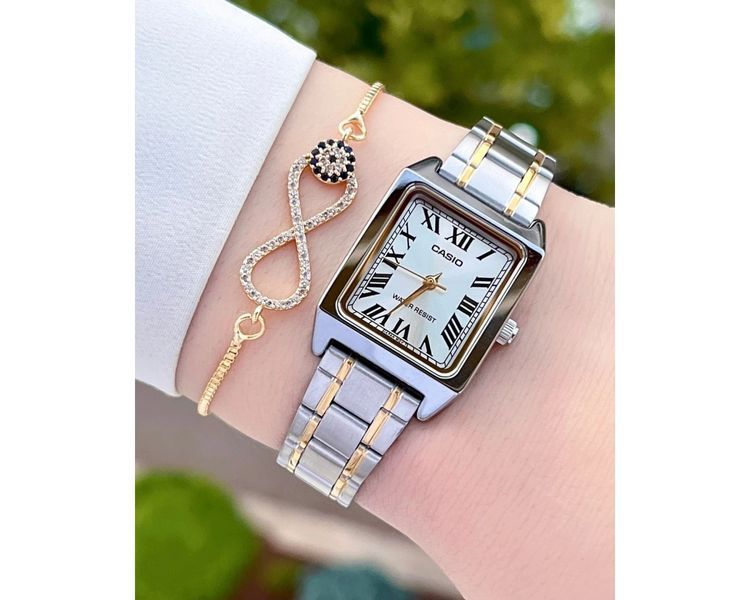 Жіночий годинник CASIO LTP-V007D-7EUDF прямокутний комбінований LTP-V007SG-9B фото