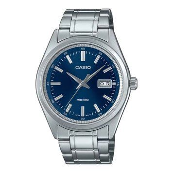 Чоловічий годинник Casio MTP-B180D-2A сріблястий з синім циферблатом та датою WR 50 M 113883026 фото