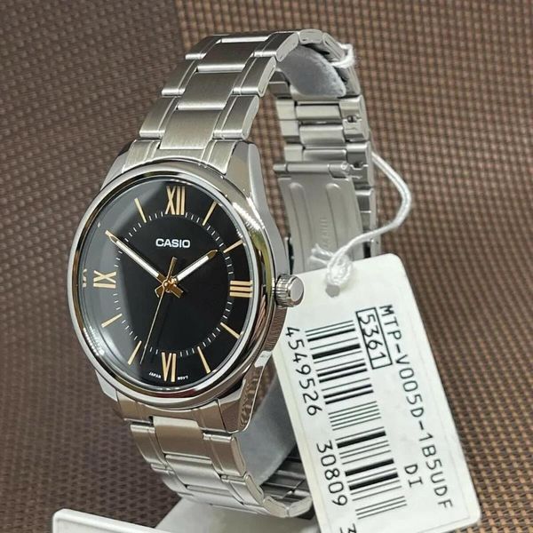 Чоловічий годинник CASIO MTP-V005D-1B5 сріблясті з чорним циферблатом 104524169 фото
