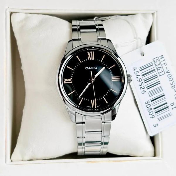 Чоловічий годинник CASIO MTP-V005D-1B5 сріблясті з чорним циферблатом 104524169 фото