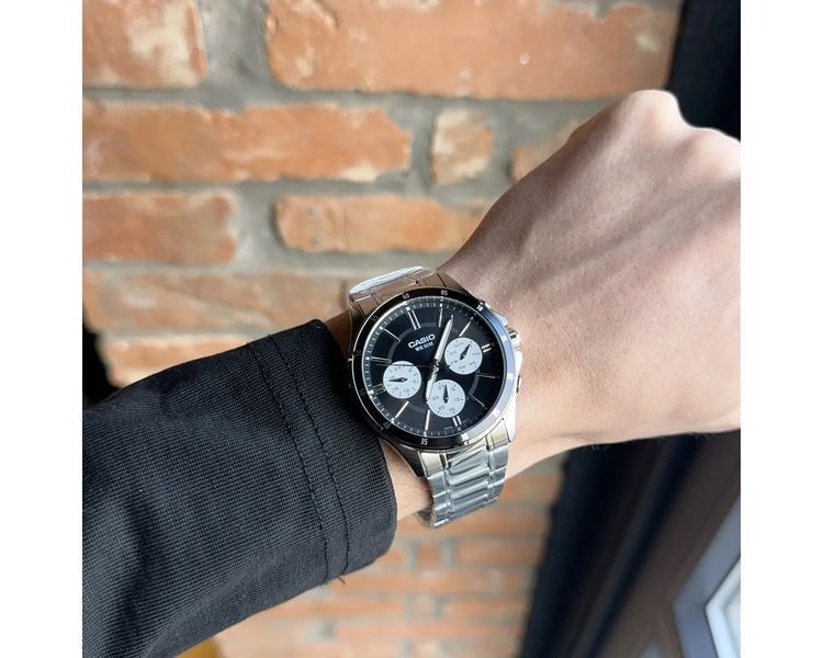 Чоловічий годинник CASIO MTP-1374D-1A3VDF з хронографом та чорним циферблатом 104100512 фото