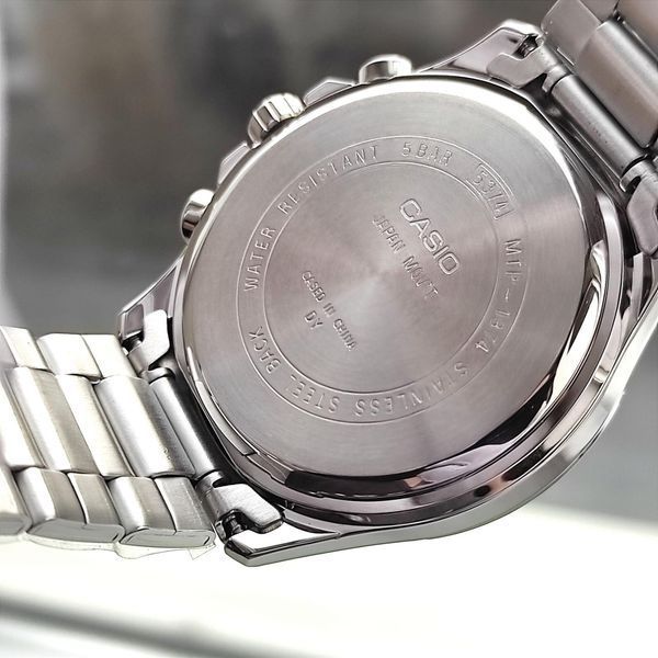Мужские часы CASIO MTP-1374D-1AVEF с хронографом и черным циферблатом 104518369 фото