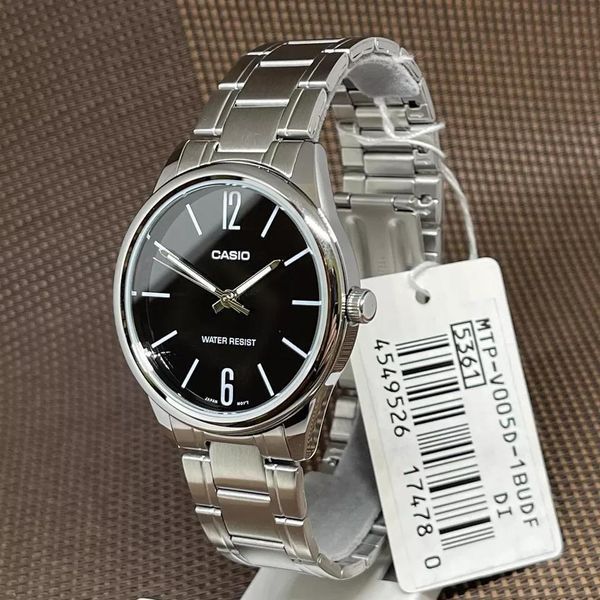 Чоловічий годинник CASIO MTP-V005D-1BUDF сріблястий з чорним циферблатом 104524165 фото