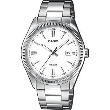 Мужские часы CASIO MTP-1302D-7A1VEF серебристые с белым циферблатом 104136394 фото