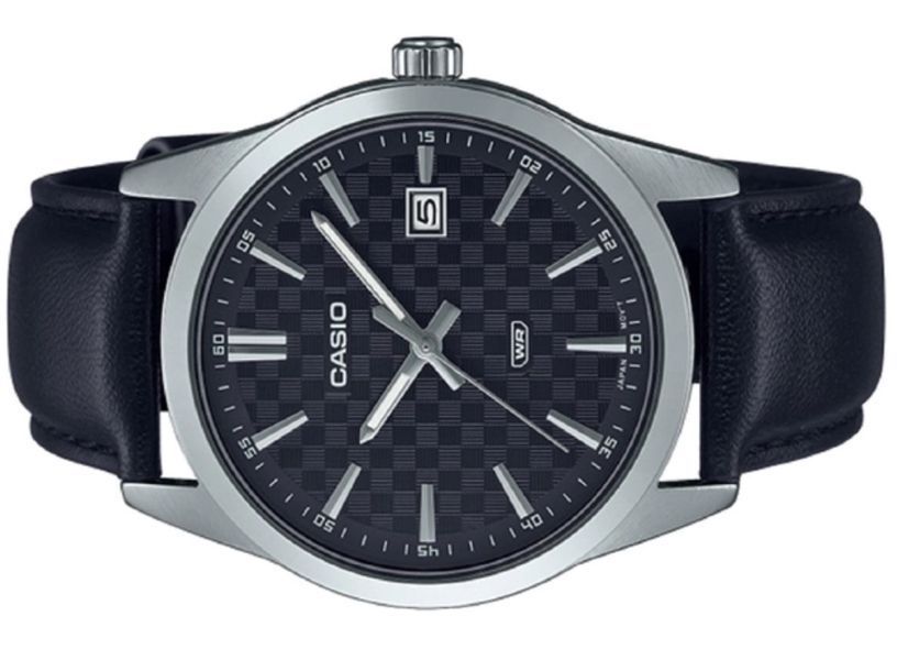 Мужские часы CASIO MTP-VD03L-1A на кожаном ремешке черный циферблат MTP-VD03L-1A фото