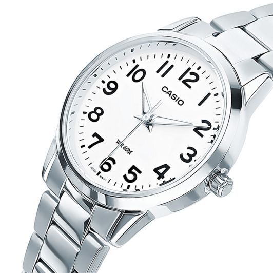 Женские часы CASIO LTP-1303D-7BVEF серебристые с серебристым циферблатом и цифрами 54654104831532 фото