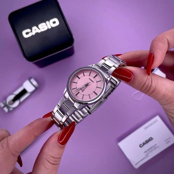 Женские часы CASIO LTP-1303D-4A серебристые с розовым циферблатом 104829501 фото