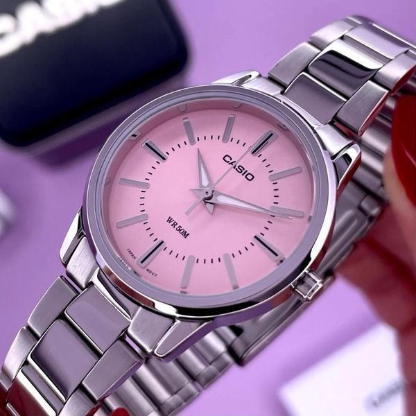 Женские часы CASIO LTP-1303D-4A серебристые с розовым циферблатом 104829501 фото