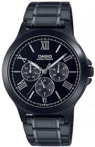 Чоловічий годинник CASIO MTP-V300B-1A Total Black класичний в чорному корпусі з хронографом 104101359 фото