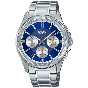 Чоловічий годинник CASIO MTP-1375D-2A1VDF з хронографом та сріблястим циферблатом 104100579 фото