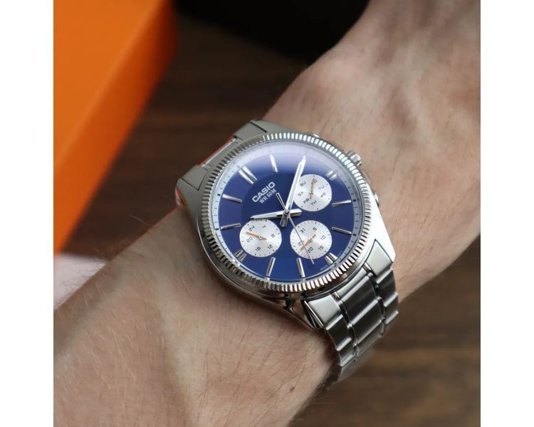 Мужские часы CASIO MTP-1375D-2A1VDF с хронографом и серебристым циферблатом 104100579 фото
