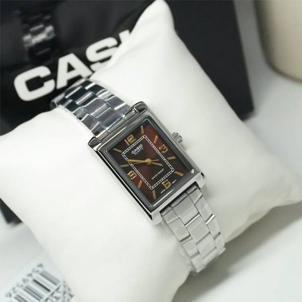 Женские часы CASIO LTP-1234DD-5A прямоугольные с коричневым цветом циферблатом 80003197 фото