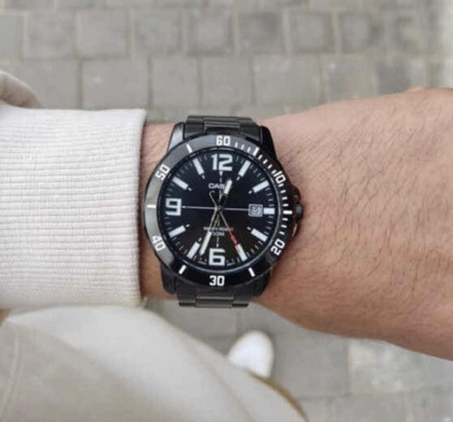 Чоловічий годинник CASIO MTP-VD01B-1BVUDF Total Black класичний в чорному корпусі 104180270 фото