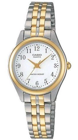 Женские часы CASIO LTP-1129G-7B комбинированные с арабскими цифрами 113882546 фото