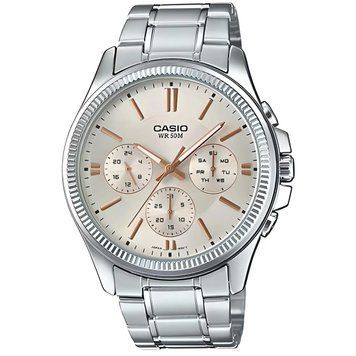 Чоловічий годинник CASIO MTP-1375D-7A2 з хронографом та сріблястим циферблатом 104180020 фото