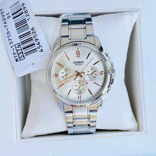 Чоловічий годинник CASIO MTP-1375D-7A2 з хронографом та сріблястим циферблатом 104180020 фото