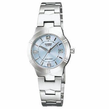 Женские часы CASIO LTP-1241D-2ADF серебристые с голубым циферблатом и цифрами LTP-1241D-2ADF фото