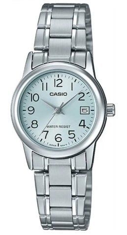 Женские часы CASIO LTP-V002D-2BUDF с голубым циферблатом и цифрами 104853705 фото