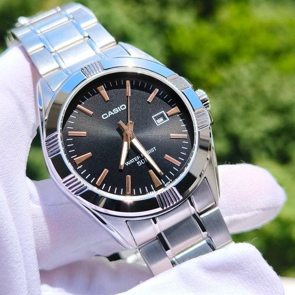 Мужские часы CASIO MTP-1308D-1A2 массивные черный циферблат WR 50 MTP-1308D-1A2 фото
