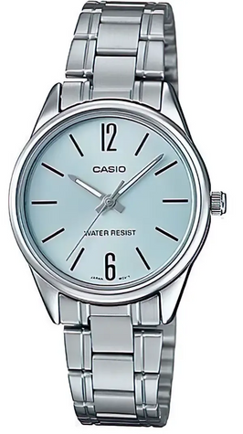 Жіночий годинник CASIO LTP-V005D-2B сріблясті з блакитним циферблатом 104853719 фото