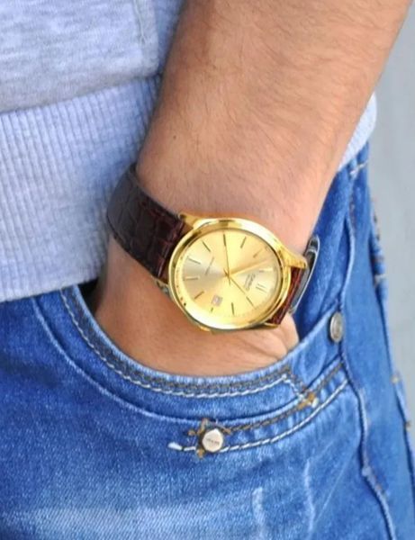 Чоловічий годинник CASIO MTP-1183Q-9ADF золотисті на шкіряному ремінці MTP-1183Q-9ADF фото
