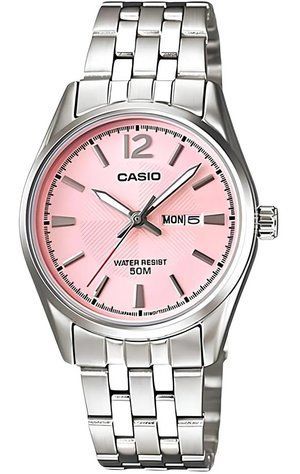 Наручний годинник жіночий Casio LTP-1335D-5A сріблясті з рожевим циферблатом LTP-1335D-5A фото