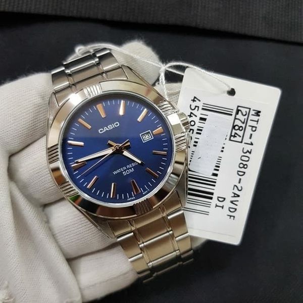Мужские часы CASIO CASIO MTP-1308D-2A массивный синий циферблат WR 50 CASIO MTP-1308D-2A фото