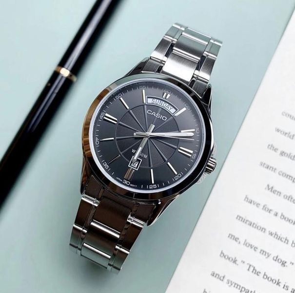 Чоловічий годинник CASIO MTP-1381D-1A Data Day з чорним циферблатом 104180176 фото