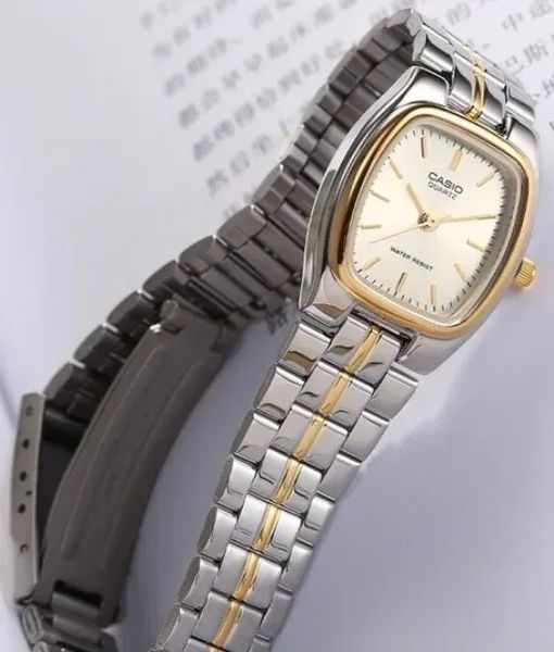 Жіночий годинник CASIO LTP-1169G-9A прямокутний комбінований LTP-1169G-9A фото